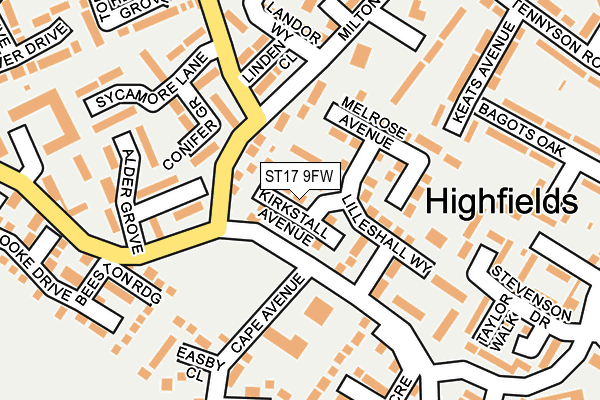 ST17 9FW map - OS OpenMap – Local (Ordnance Survey)