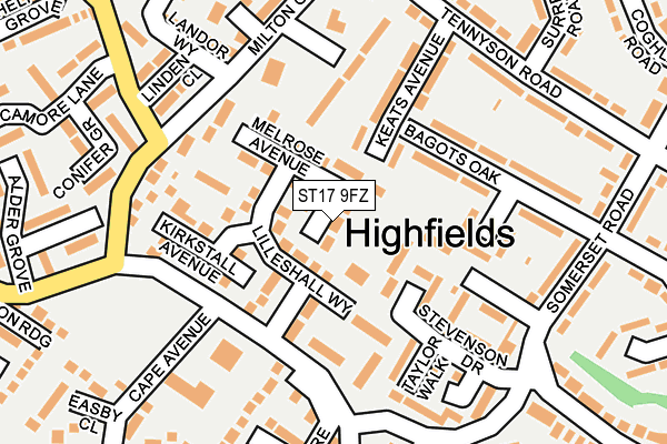 ST17 9FZ map - OS OpenMap – Local (Ordnance Survey)