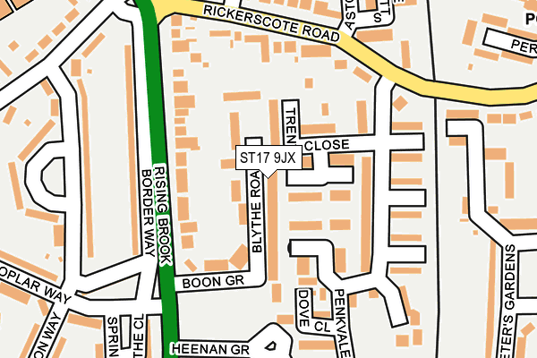 ST17 9JX map - OS OpenMap – Local (Ordnance Survey)