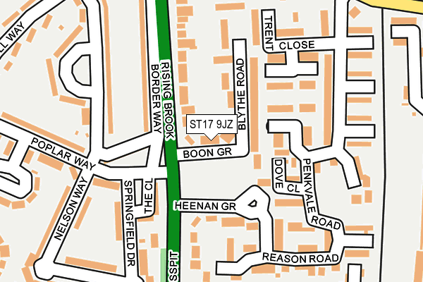 ST17 9JZ map - OS OpenMap – Local (Ordnance Survey)