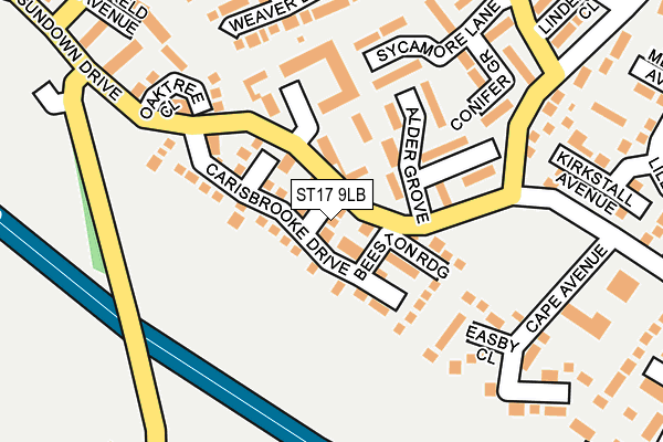 ST17 9LB map - OS OpenMap – Local (Ordnance Survey)