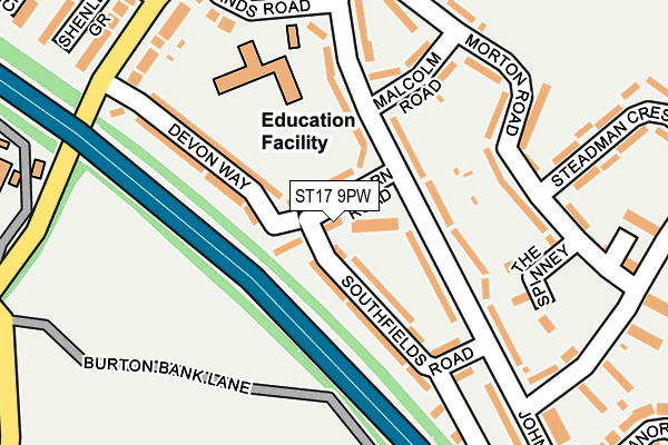 ST17 9PW map - OS OpenMap – Local (Ordnance Survey)