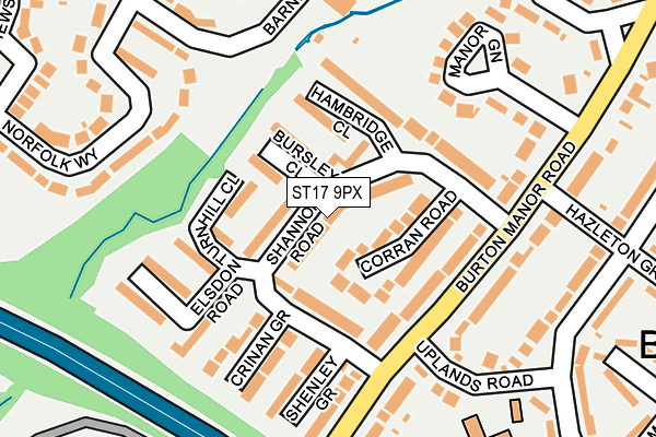 ST17 9PX map - OS OpenMap – Local (Ordnance Survey)