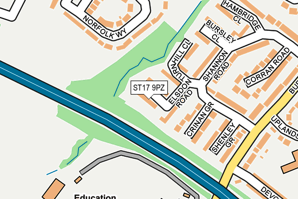 ST17 9PZ map - OS OpenMap – Local (Ordnance Survey)