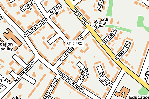 ST17 9SX map - OS OpenMap – Local (Ordnance Survey)