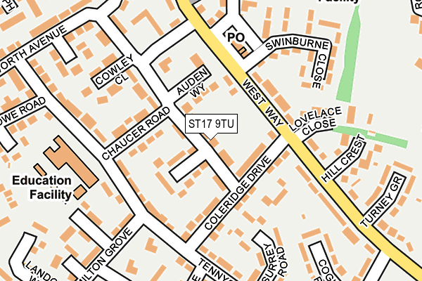 ST17 9TU map - OS OpenMap – Local (Ordnance Survey)