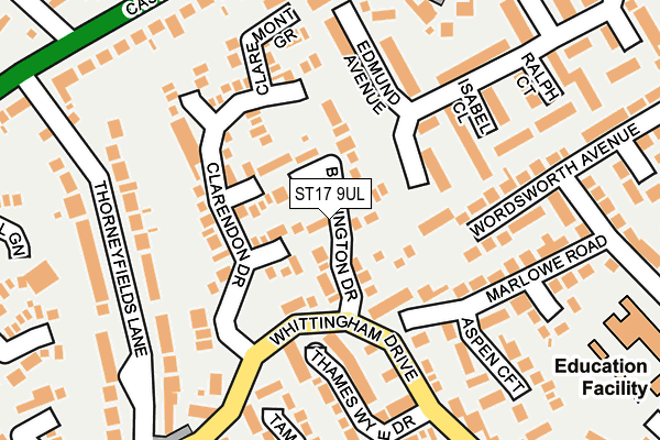 ST17 9UL map - OS OpenMap – Local (Ordnance Survey)