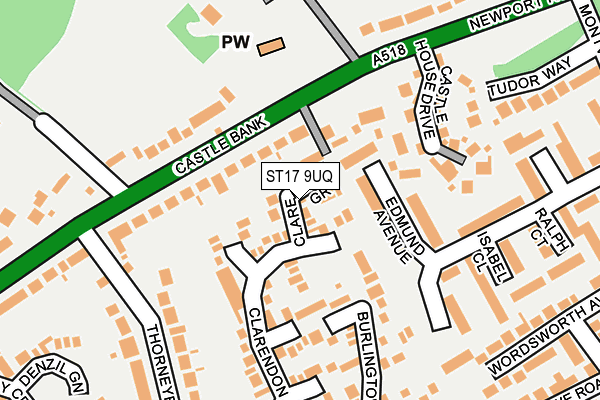 ST17 9UQ map - OS OpenMap – Local (Ordnance Survey)