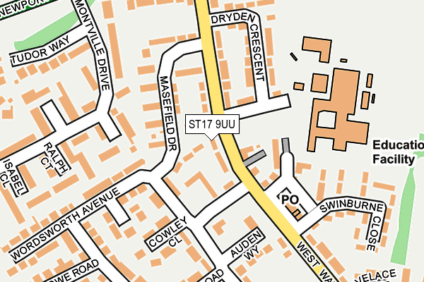 ST17 9UU map - OS OpenMap – Local (Ordnance Survey)