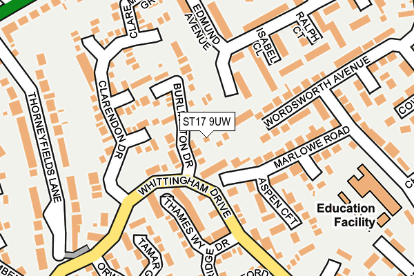 ST17 9UW map - OS OpenMap – Local (Ordnance Survey)