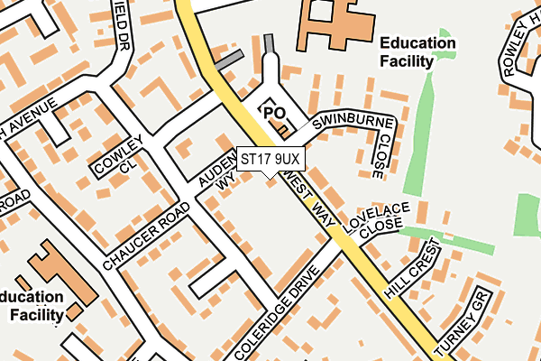 ST17 9UX map - OS OpenMap – Local (Ordnance Survey)