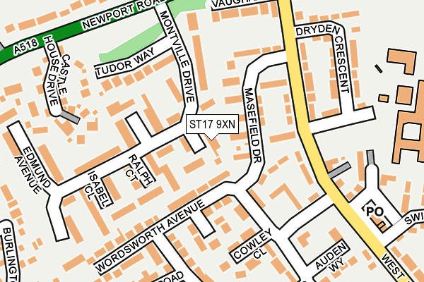 ST17 9XN map - OS OpenMap – Local (Ordnance Survey)