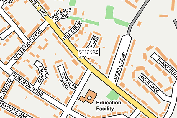 ST17 9XZ map - OS OpenMap – Local (Ordnance Survey)