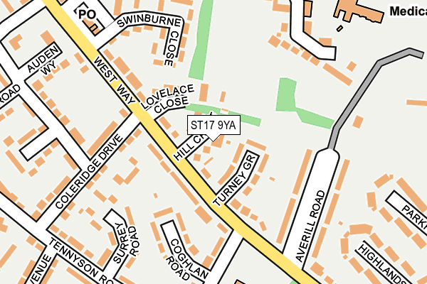 ST17 9YA map - OS OpenMap – Local (Ordnance Survey)