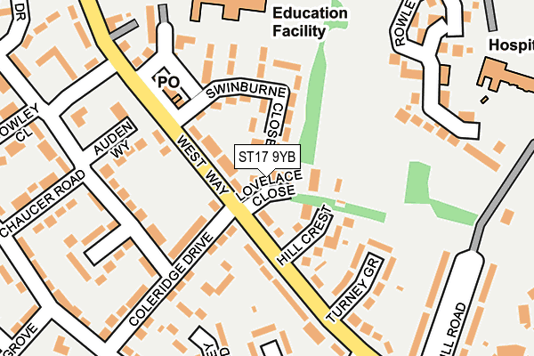 ST17 9YB map - OS OpenMap – Local (Ordnance Survey)