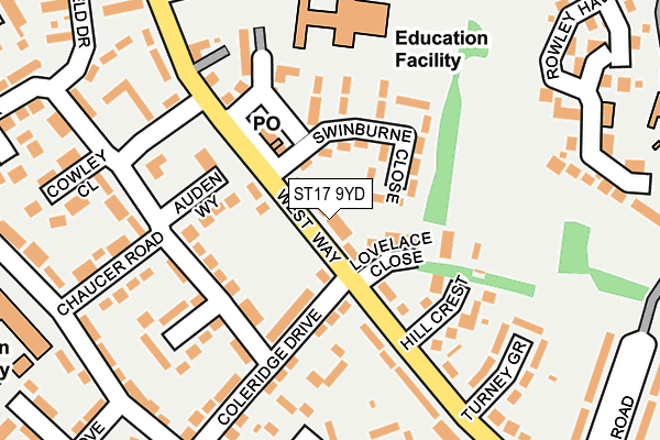ST17 9YD map - OS OpenMap – Local (Ordnance Survey)