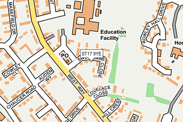 ST17 9YE map - OS OpenMap – Local (Ordnance Survey)