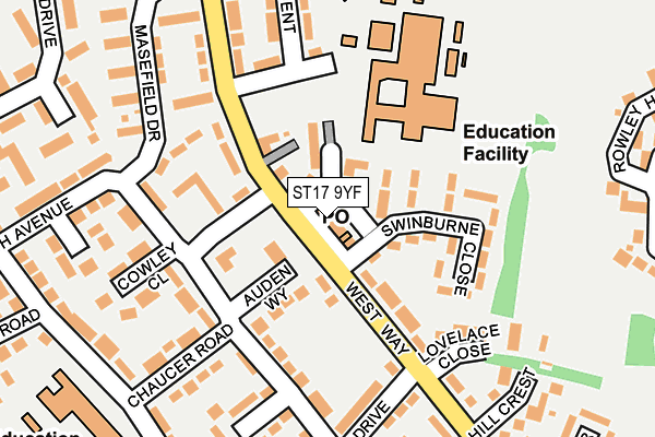 ST17 9YF map - OS OpenMap – Local (Ordnance Survey)