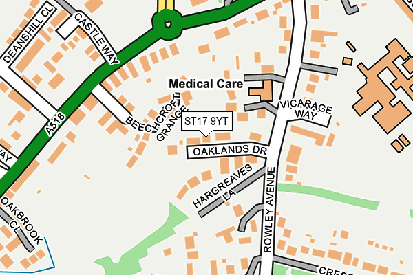 ST17 9YT map - OS OpenMap – Local (Ordnance Survey)