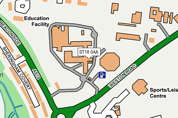 ST18 0AA map - OS OpenMap – Local (Ordnance Survey)