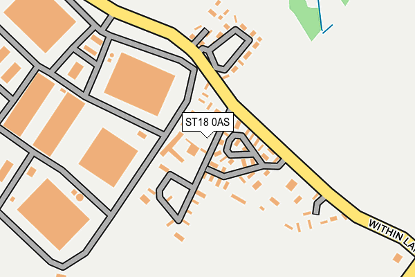 ST18 0AS map - OS OpenMap – Local (Ordnance Survey)