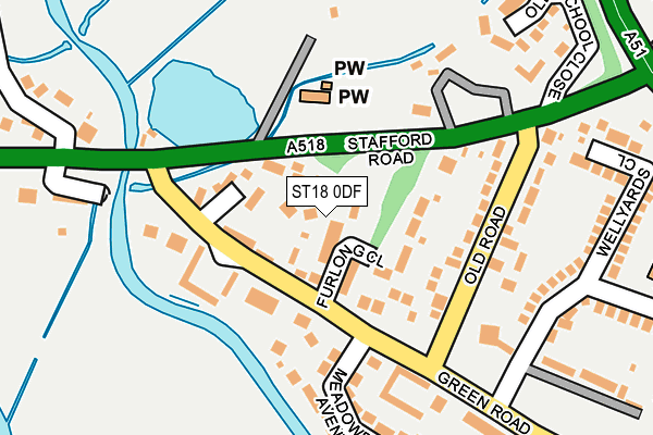 ST18 0DF map - OS OpenMap – Local (Ordnance Survey)