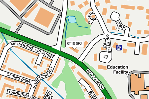 ST18 0FZ map - OS OpenMap – Local (Ordnance Survey)