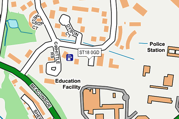 ST18 0GD map - OS OpenMap – Local (Ordnance Survey)