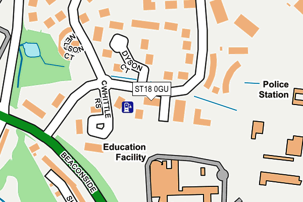 ST18 0GU map - OS OpenMap – Local (Ordnance Survey)