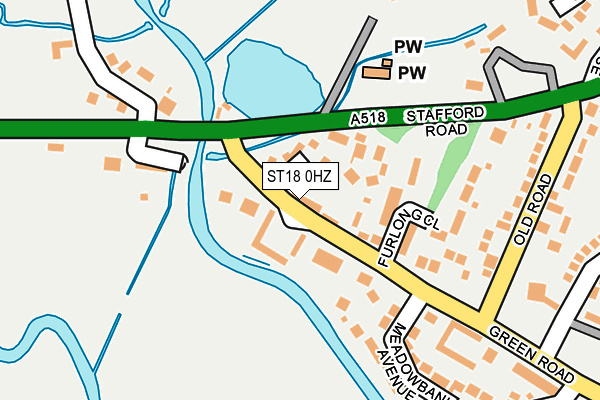 ST18 0HZ map - OS OpenMap – Local (Ordnance Survey)