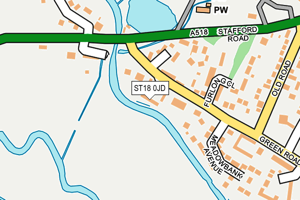 ST18 0JD map - OS OpenMap – Local (Ordnance Survey)