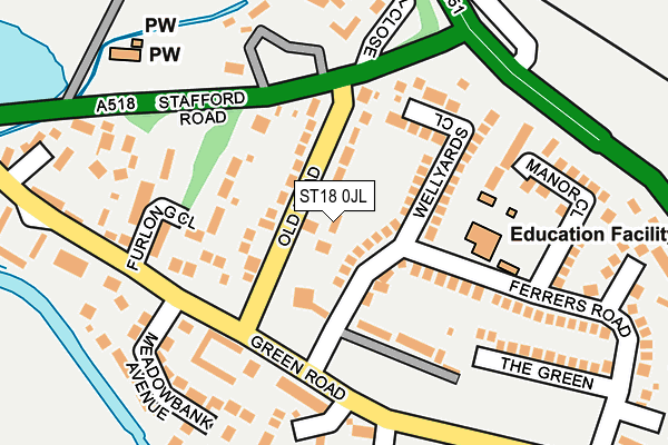 ST18 0JL map - OS OpenMap – Local (Ordnance Survey)