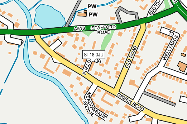 ST18 0JU map - OS OpenMap – Local (Ordnance Survey)