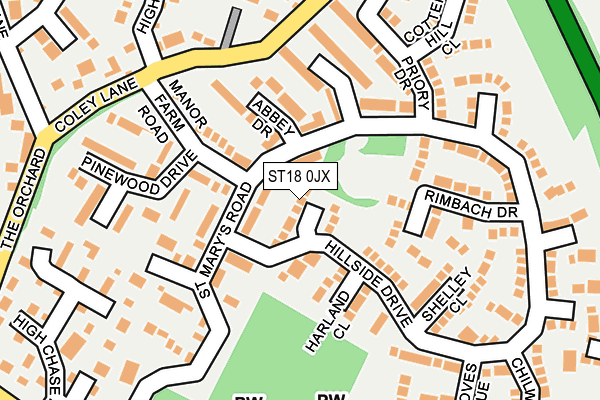ST18 0JX map - OS OpenMap – Local (Ordnance Survey)