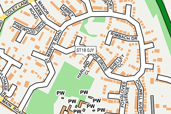ST18 0JY map - OS OpenMap – Local (Ordnance Survey)