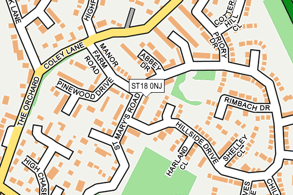 ST18 0NJ map - OS OpenMap – Local (Ordnance Survey)