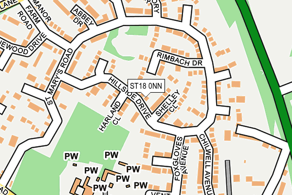 ST18 0NN map - OS OpenMap – Local (Ordnance Survey)