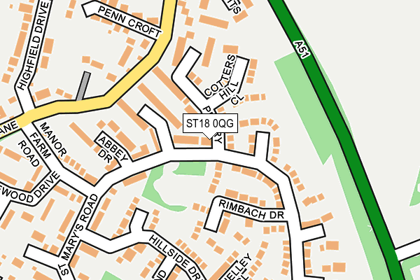 ST18 0QG map - OS OpenMap – Local (Ordnance Survey)
