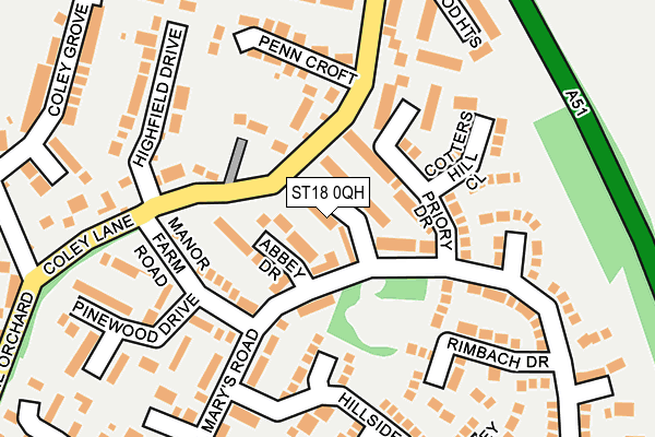 ST18 0QH map - OS OpenMap – Local (Ordnance Survey)