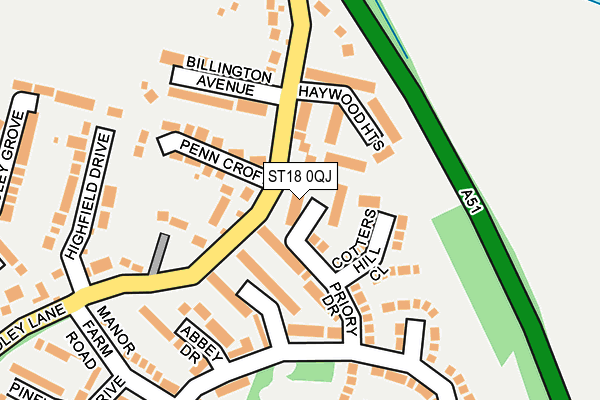 ST18 0QJ map - OS OpenMap – Local (Ordnance Survey)