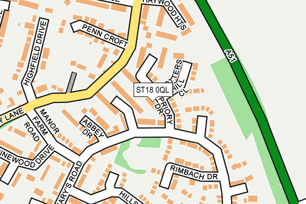 ST18 0QL map - OS OpenMap – Local (Ordnance Survey)
