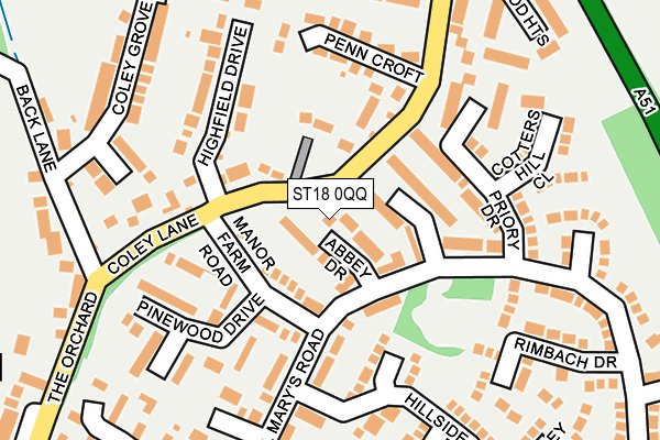 ST18 0QQ map - OS OpenMap – Local (Ordnance Survey)