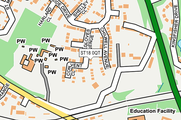 ST18 0QT map - OS OpenMap – Local (Ordnance Survey)