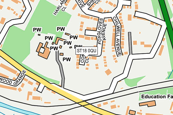 ST18 0QU map - OS OpenMap – Local (Ordnance Survey)
