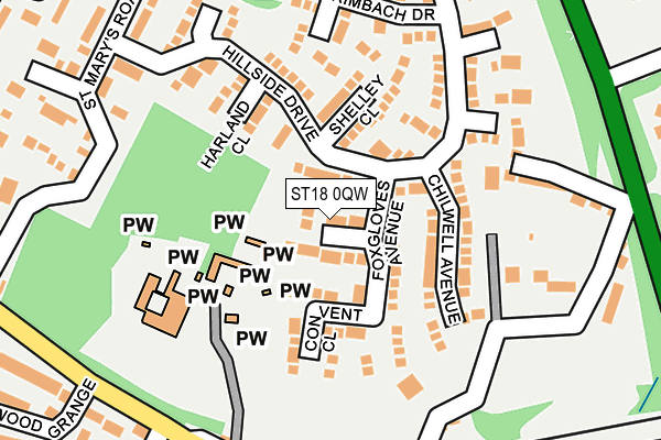 ST18 0QW map - OS OpenMap – Local (Ordnance Survey)