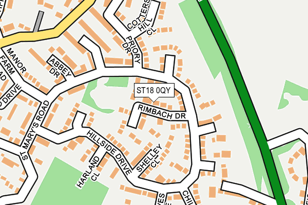 ST18 0QY map - OS OpenMap – Local (Ordnance Survey)