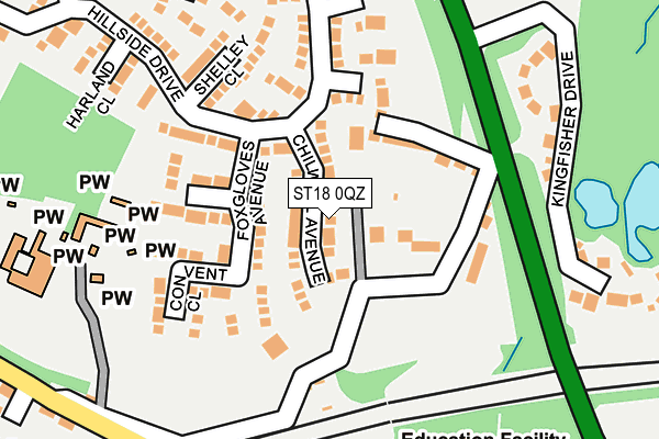 ST18 0QZ map - OS OpenMap – Local (Ordnance Survey)