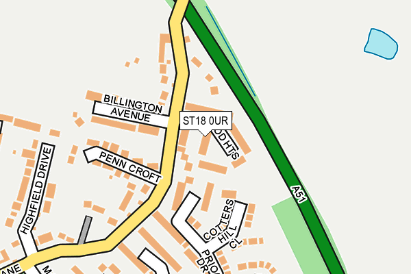 ST18 0UR map - OS OpenMap – Local (Ordnance Survey)