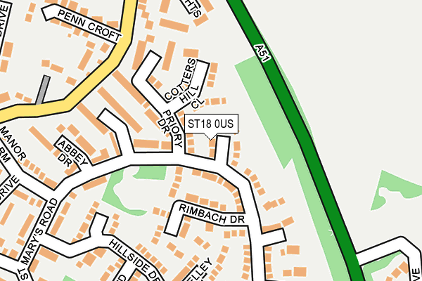 ST18 0US map - OS OpenMap – Local (Ordnance Survey)