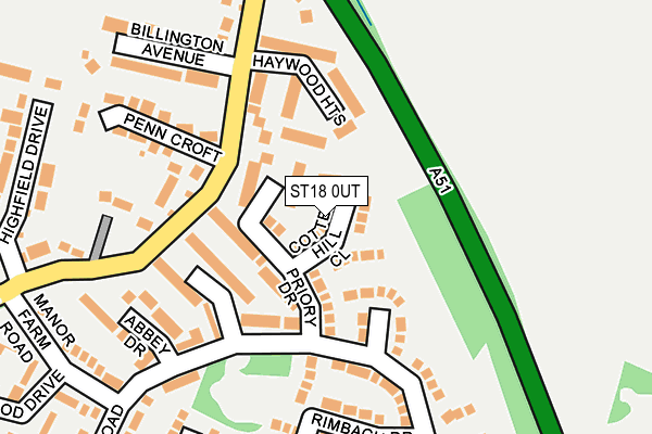 ST18 0UT map - OS OpenMap – Local (Ordnance Survey)